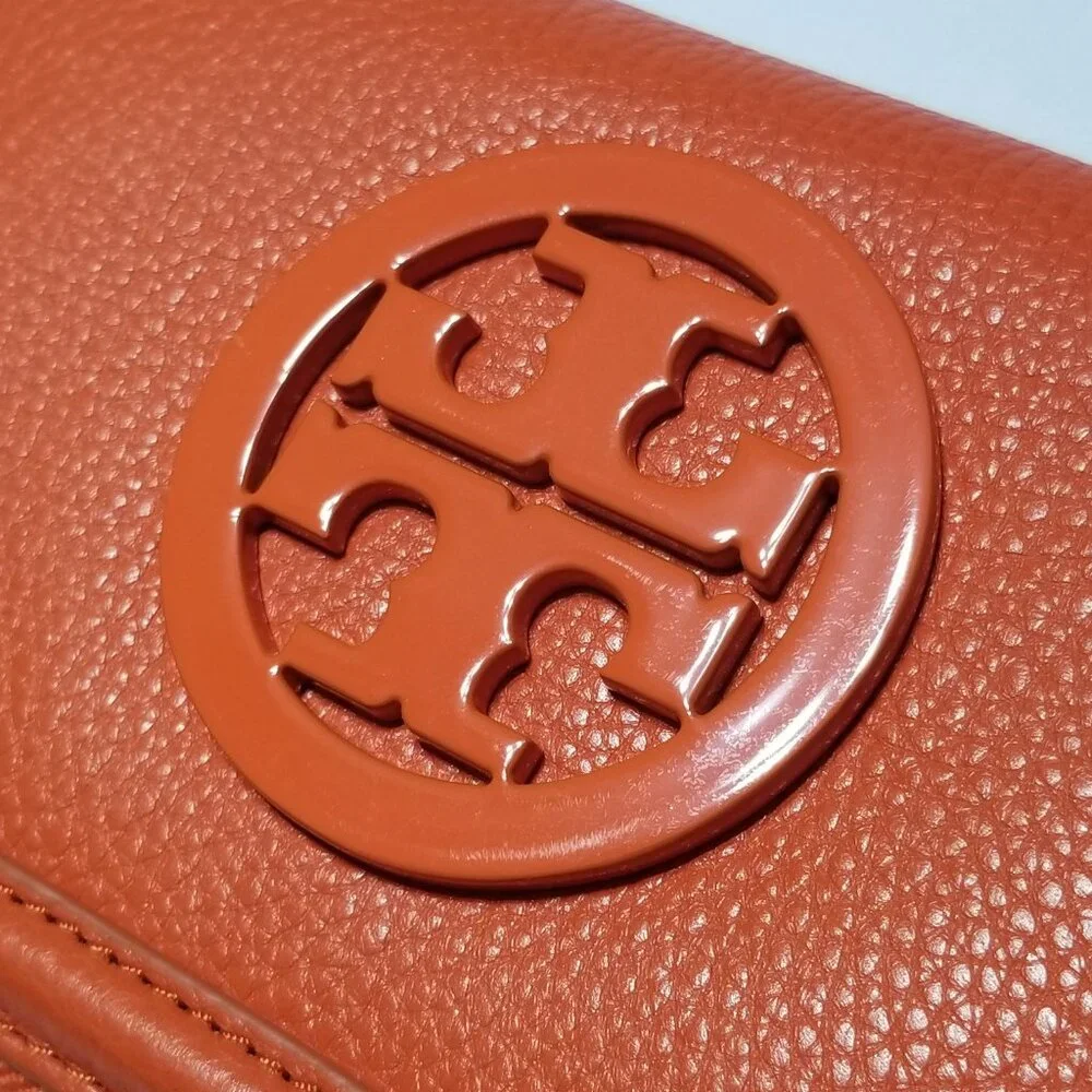 NWT Tory Burch Amanda Zip Continental Wallet Orange High-Quality Pebble‎ Leather